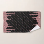 Roos Gold Glitter Sparkle Drips Script Naam Zwart Bad Handdoek (Handdoek)