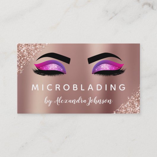 Roos Gold Glitter Sparkle Eyelashes Microblading Visitekaartje (Voorkant)