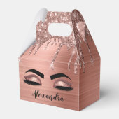 Roos Gold Glitter Sparkle Eyelashes Monogram Naam Bedankdoosjes (Voorkant Zijde)