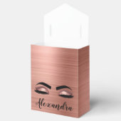 Roos Gold Glitter Sparkle Eyelashes Monogram Naam Bedankdoosjes (Geopend)