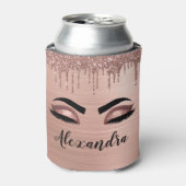 Roos Gold Glitter Sparkle Eyelashes Monogram Naam Blikjeskoeler (Blikje Voorkant)