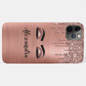 Roos Gold Glitter Sparkle Eyelashes Monogram Naam Case-Mate iPhone Case (Achterkant (horizontaal))