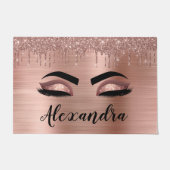 Roos Gold Glitter Sparkle Eyelashes Monogram Naam Deurmat (Voorkant)