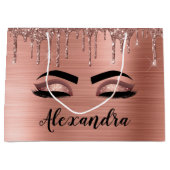 Roos Gold Glitter Sparkle Eyelashes Monogram Naam Groot Cadeauzakje (Voorkant)