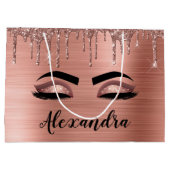 Roos Gold Glitter Sparkle Eyelashes Monogram Naam Groot Cadeauzakje (Achterkant)