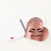 Roos Gold Glitter Sparkle Eyelashes Monogram Naam Notitieboek (Binnen)