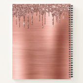 Roos Gold Glitter Sparkle Eyelashes Monogram Naam Notitieboek (Achterkant)