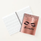 Roos Gold Glitter Sparkle Eyelashes Monogram Naam Notitieboek (Binnen)