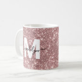 Roos Gold Glitter Sparkle Monogram Koffiemok (Voorkant links)