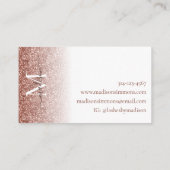 Roos Gold Glitter Sparkle Monogram Script Naam Visitekaartje (Achterkant)