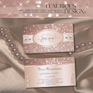 Roos Gold Glitter Sparkle Stars Diamonds Initialen Visitekaartje