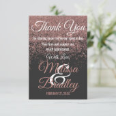 Roos Gold Glitter Sparkles Black Hartelijk dank Bedankkaart (Staand voorkant)