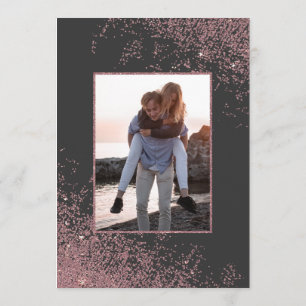 Roos Gold Glitter Sparkles Black Photo Weduwen Kaart