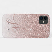 Roos Gold Glitter Sparkles Elegant Monogram Case-Mate iPhone Case (Achterkant (horizontaal))