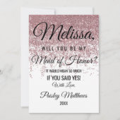 Roos Gold Glitter Sparkles White Maid of Honor Kaart (Voorkant)