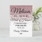 Roos Gold Glitter Sparkles White Maid of Honor Kaart (Staand voorkant)