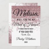 Roos Gold Glitter Sparkles White Maid of Honor Kaart (Voorkant / Achterkant)