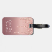 Roos Gold Glitter Sparkly Custom Text Bagagelabel (Achterkant horizontaal)
