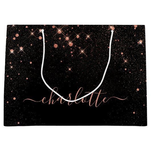 Roos Gold Glitter Sparkly Elegant Glamoureus Scrip Groot Cadeauzakje (Voorkant)