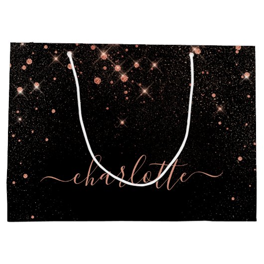 Roos Gold Glitter Sparkly Elegant Glamoureus Scrip Groot Cadeauzakje (Achterkant)