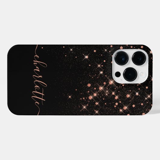 Roos Gold Glitter Sparkly Elegant Glamoureus Scrip iPhone Hoesje (Achterkant horizontaal)