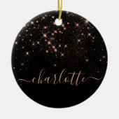 Roos Gold Glitter Sparkly Elegant Glamoureus Scrip Keramisch Ornament (Voorkant)