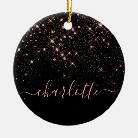 Roos Gold Glitter Sparkly Elegant Glamoureus Scrip Keramisch Ornament (Voorkant)