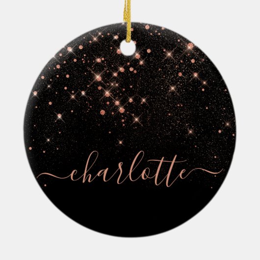 Roos Gold Glitter Sparkly Elegant Glamoureus Scrip Keramisch Ornament (Achterkant)