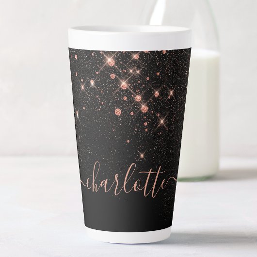 Roos Gold Glitter Sparkly Elegant Glamoureus Scrip Latte Mok