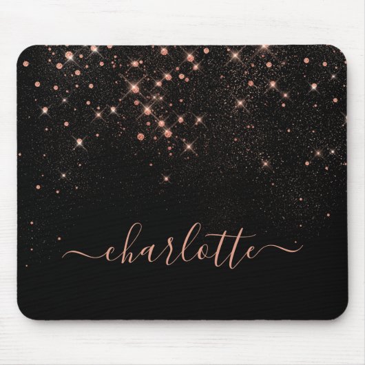 Roos Gold Glitter Sparkly Elegant Glamoureus Scrip Muismat (Voorkant)