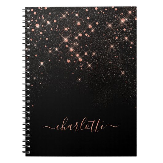 Roos Gold Glitter Sparkly Elegant Glamoureus Scrip Notitieboek (Voorkant)