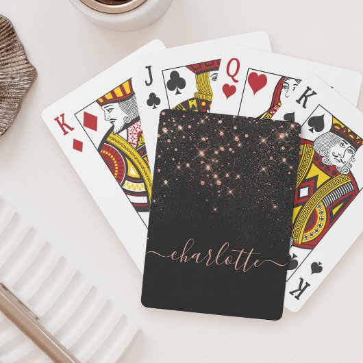 Roos Gold Glitter Sparkly Elegant Glamoureus Scrip Pokerkaarten