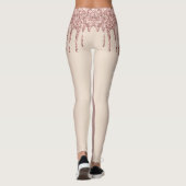 Roos Gold Glitter Sparkly Leggings en aangepaste t (Achterkant)