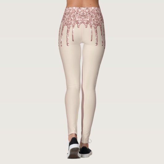 Roos Gold Glitter Sparkly Leggings en aangepaste t (Achterkant)