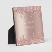 Roos Gold Glitter Sparkly Plaque met aangepaste te Fotoplaat (Voorkant)