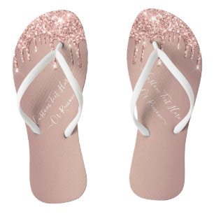 Roos Gold Glitter Sparkly Teenslippers Aangepaste 