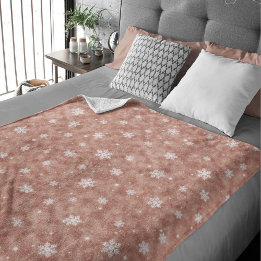 Roos Gold Glitter Stars Snowflakes Fleece Deken
