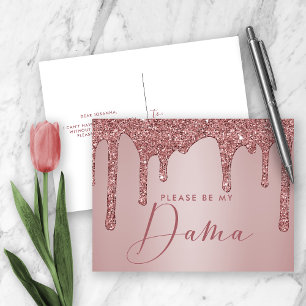 Roos Gold Glitter stuurt Quinceanera Dama-voorstel Uitnodiging Briefkaart