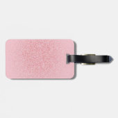 Roos Gold Glitter Stylish Trendy Sjabloon Monogram Bagagelabel (Achterkant horizontaal)