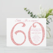 Roos Gold Glitter Surprise 60th Birthday Kaart (Staand voorkant)