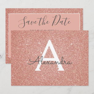 Roos Gold Glitter Sweet 16 Save the Date Kaart