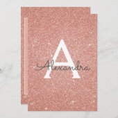 Roos Gold Glitter Sweet 16 Save the Date Kaart (Voorkant / Achterkant)