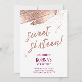 Roos Gold Glitter Sweet Sixteen Kaart