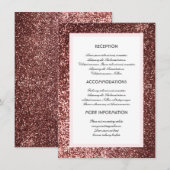 Roos Gold Glitter Trouwinformatie Gast Kaart (Voorkant / Achterkant)