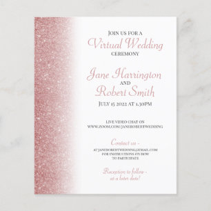 Roos Gold Glitter - uitnodiging voor virtueel wedd