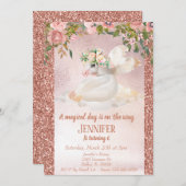 Roos Gold Glitter  Unicorn Pegasus Kaart (Voorkant / Achterkant)