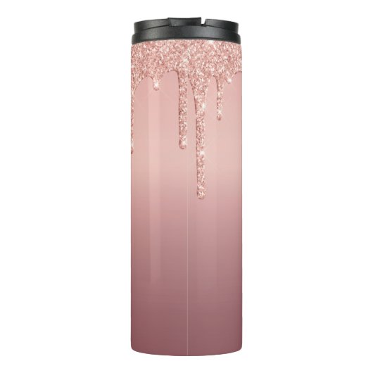 Roos Gold Glitter Uw Letter Naam Thermal Tumbler Thermosbeker (Achterkant)