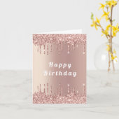 Roos Gold Glitter Verjaardag Kaart  (Gele Bloem)