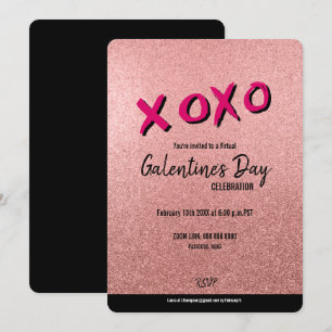 Roos Gold Glitter Virtual Galentine Valentijn Kaart