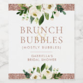 Roos Gold Glitter Vrijgezellenfeest Brunch & Bubbl Wijn Etiket (Enkel label)